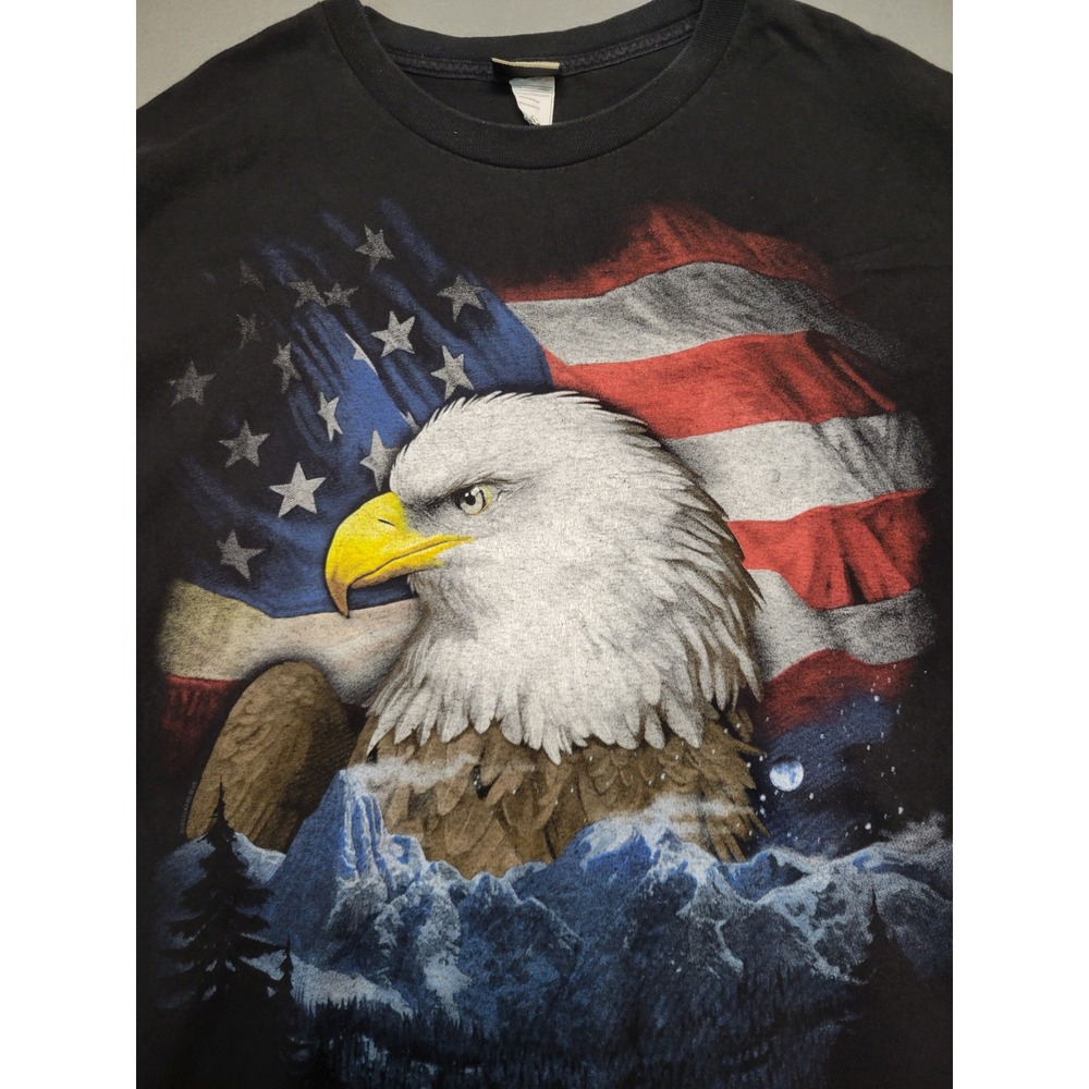Vintage Liquid Blue American Eagle Flag Graphic T Shirt Mens 3XL Patriotic